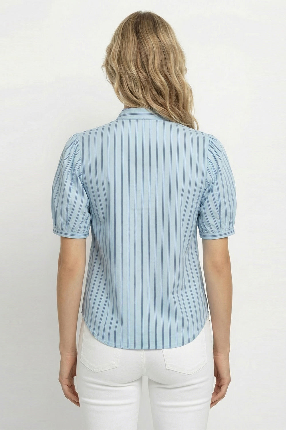 V Yaka Kısa Kollu Regular İşlemeli Çok Renkli Bluz