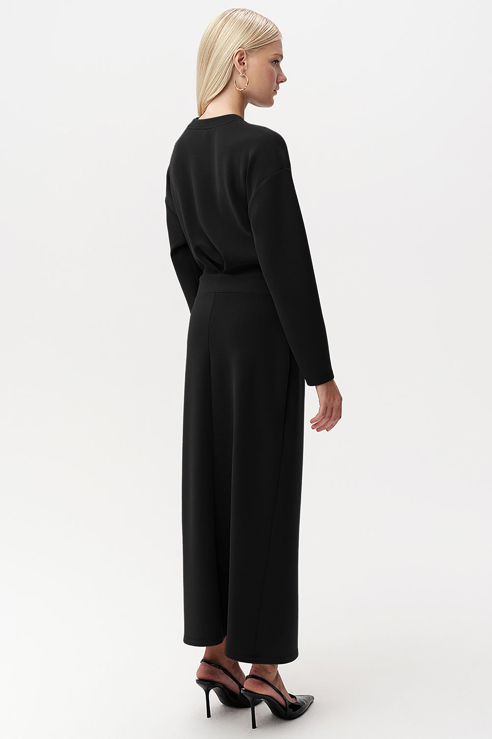 Bisiklet Yaka Bağlama Detaylı Regular Midi Elbise