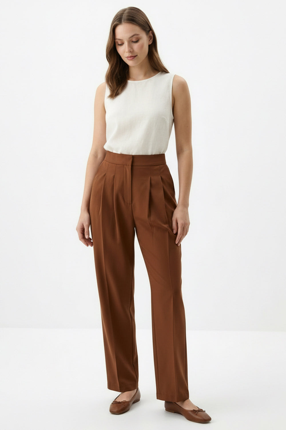 Modern Düz Kesim Pamuklu Pantolon