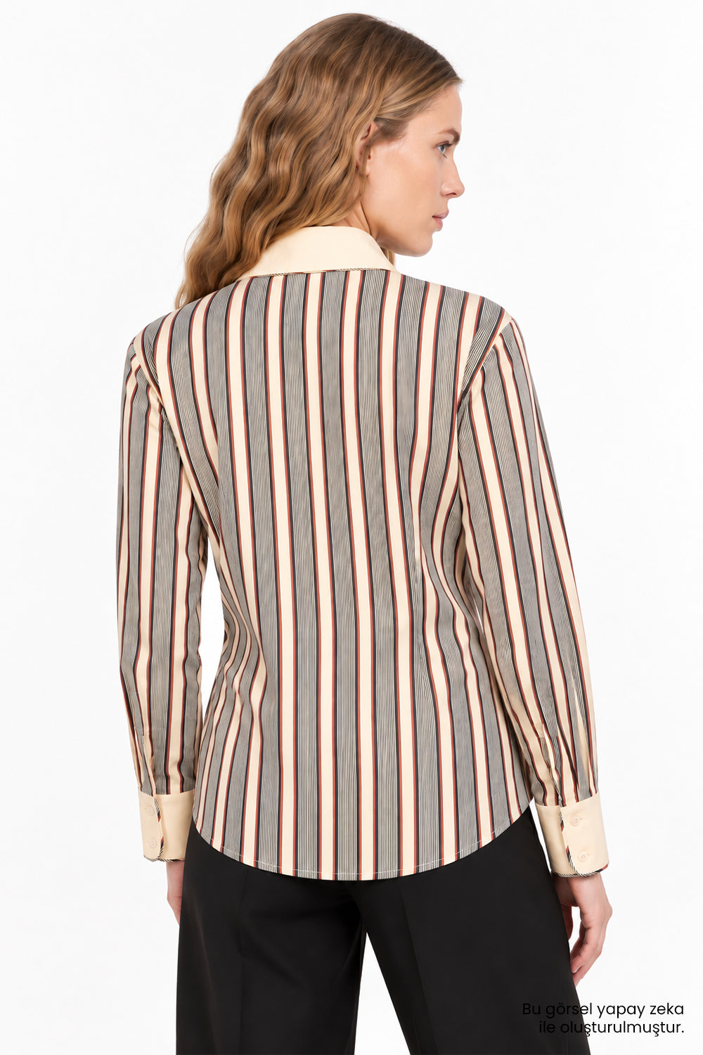 Kontrast Uzun Kollu Slim Fit Düğmeli Çok Renkli Gömlek