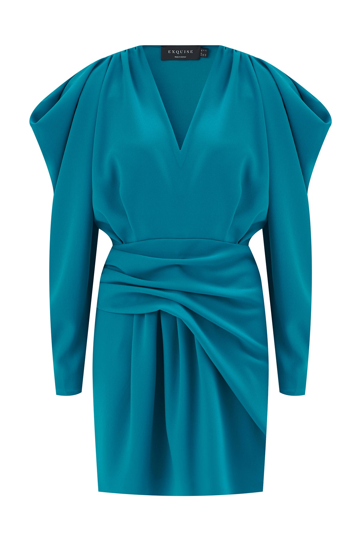 Kruvaze Yaka Mini Elbise