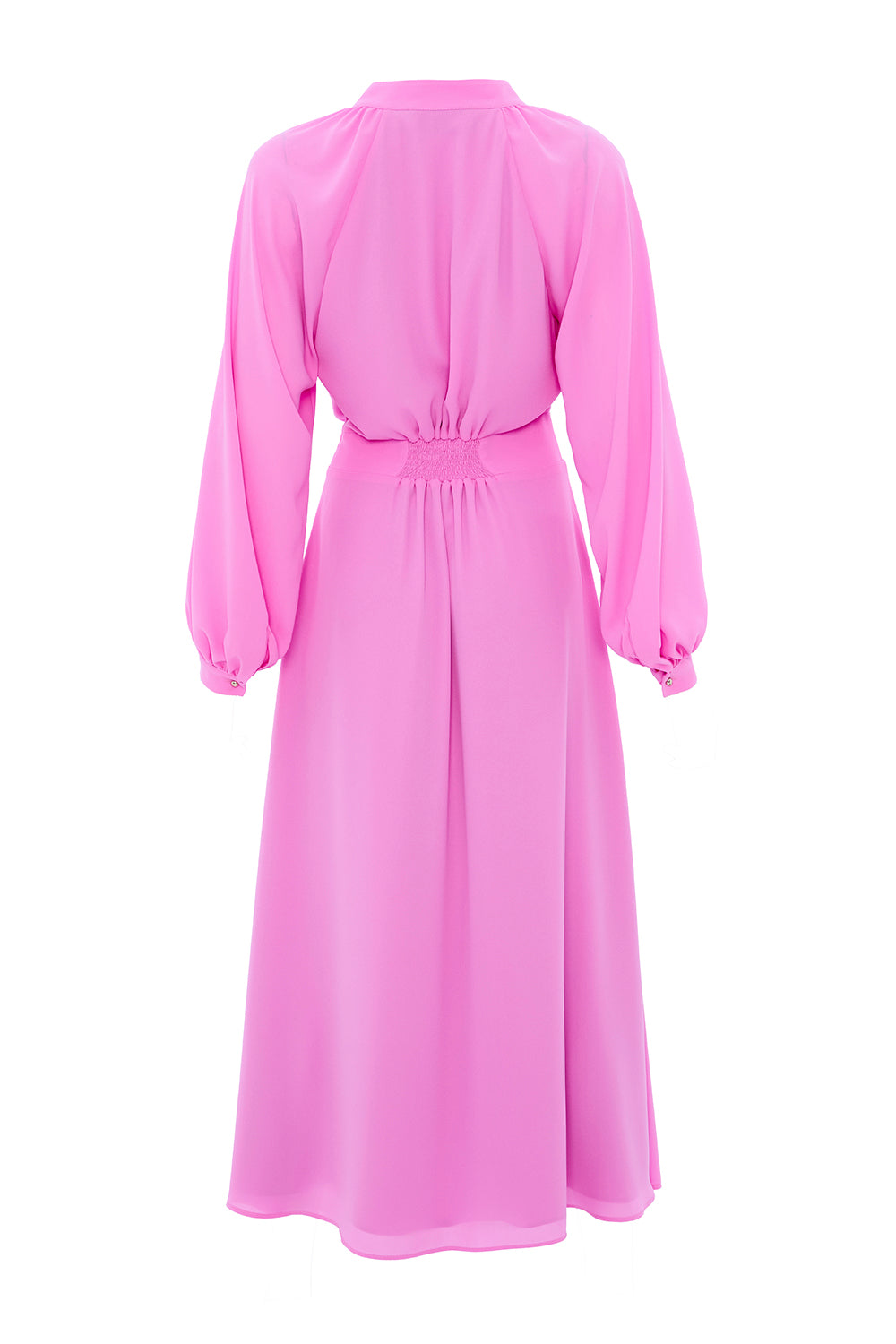 Yakası Bağcıklı Bele Oturan Astarlı Regular Midi Elbise