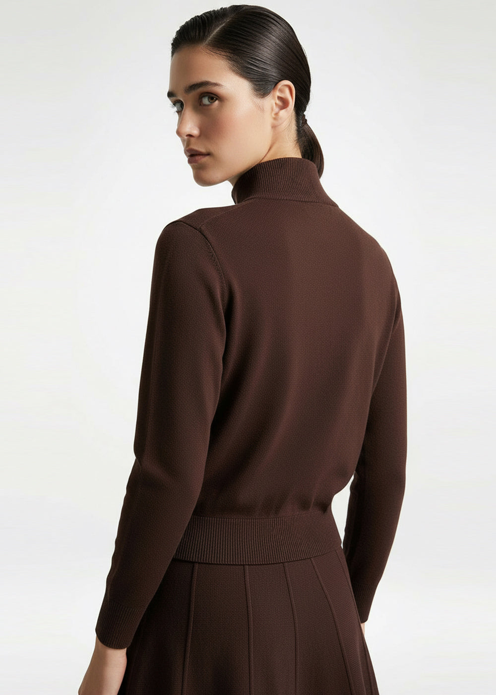 Fermuarlı Dik Yaka Uzun Kollu Regular Triko Hırka