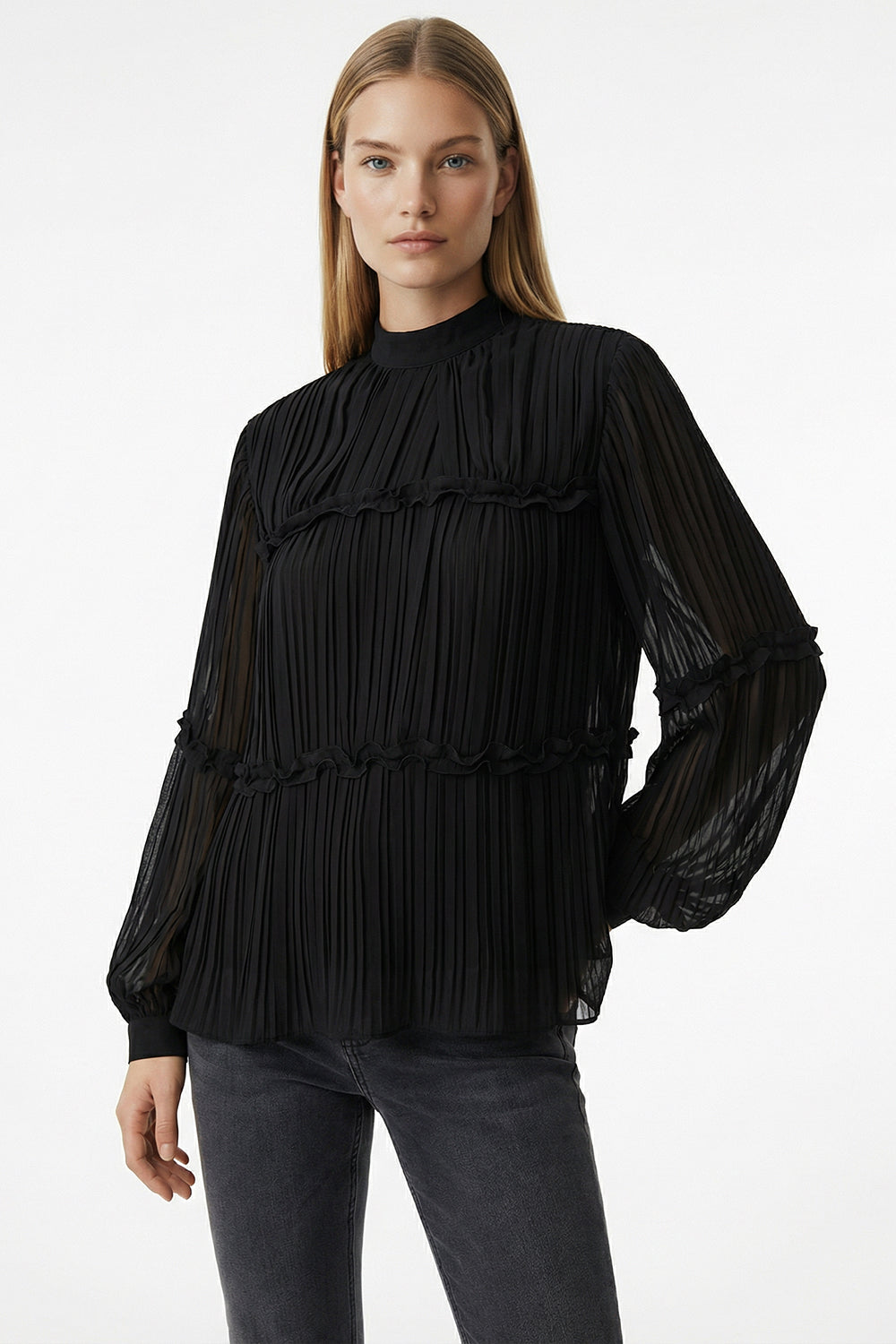 Pilise Detaylı Regular Bluz