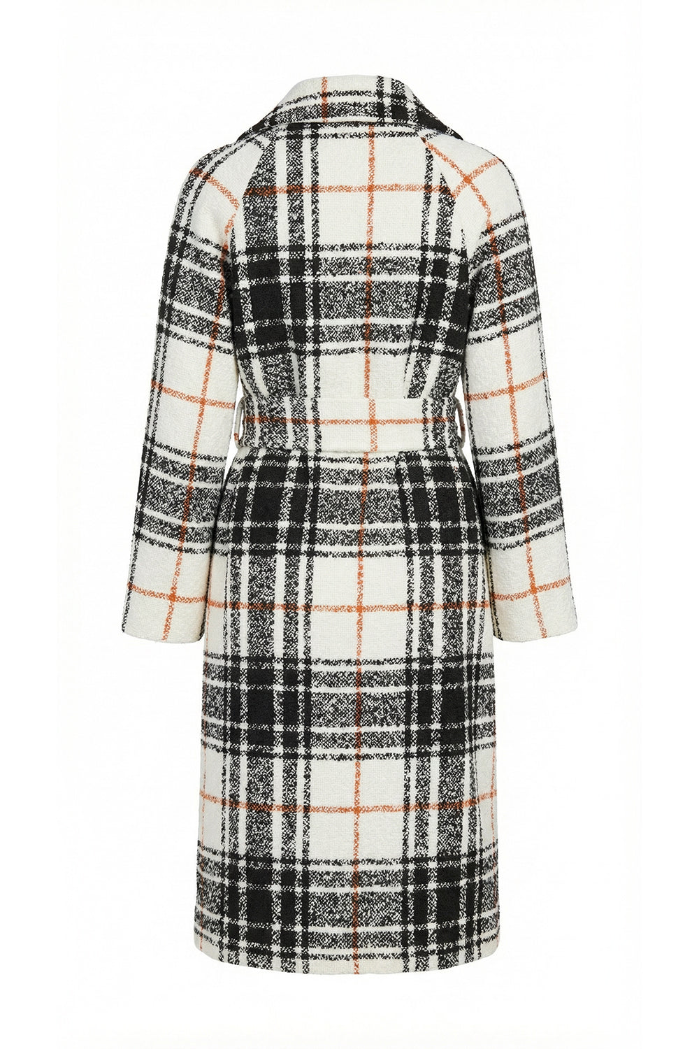 Kuşaklı Kruvaze Cepli Midi Regular Dokuma Kaban