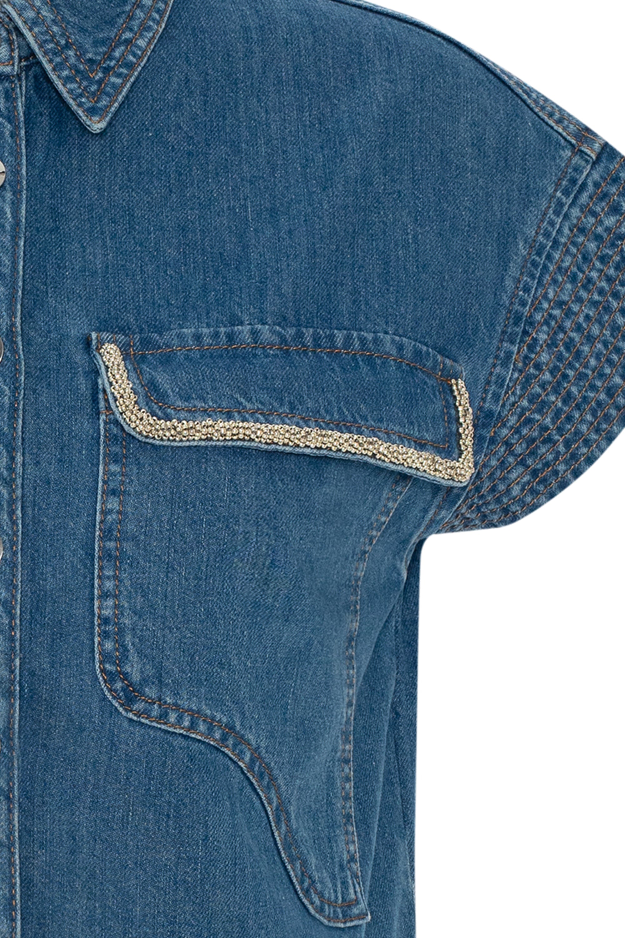 Jean Görünümlü Cepli Gömlek Tasarımı