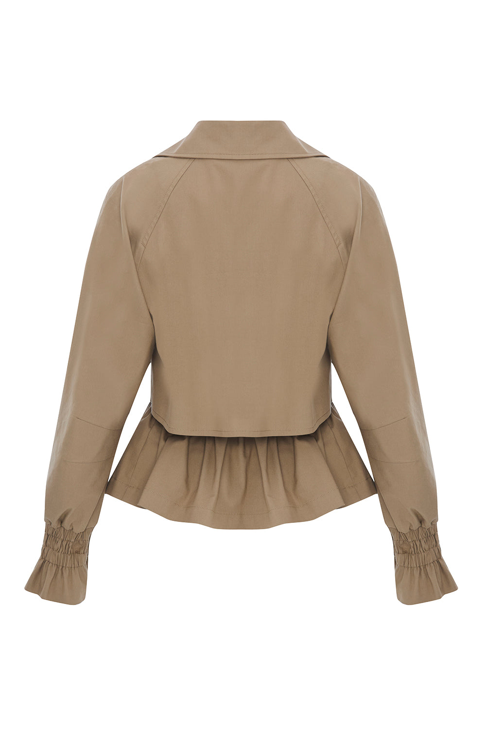 Gömlek Yaka Reglan Kol Regular Astarlı Pamuklu Camel Ceket