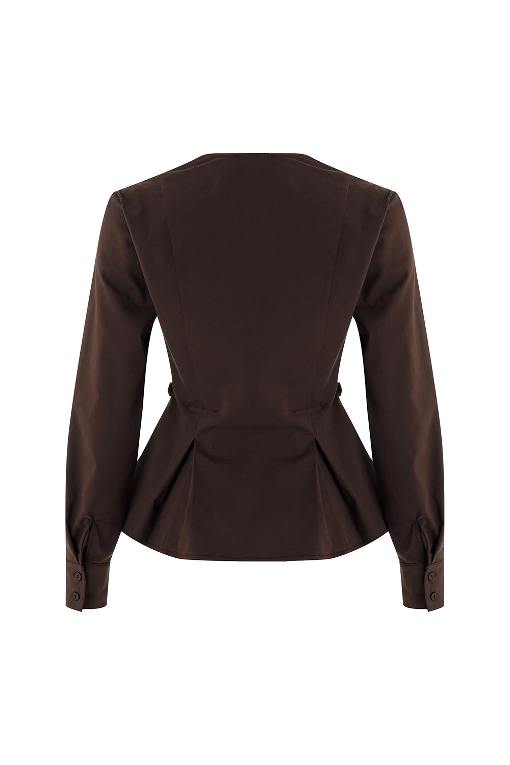 Kruvaze Yaka Uzun Kollu Slim Fit Kahve Gömlek