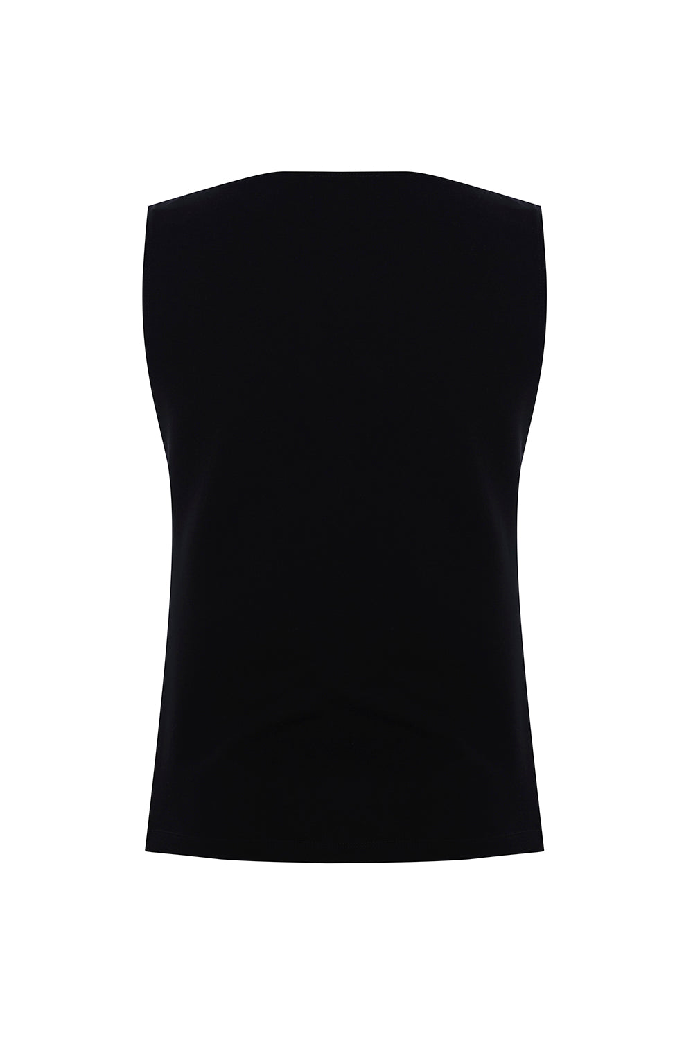 Kayık Yaka Kolsuz Slim Fit Örme Siyah Bluz