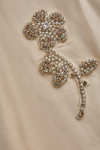 Kruvaze Yaka Yarasa Kol İşleme Detaylı Rahat Kalıp Bej Ceket