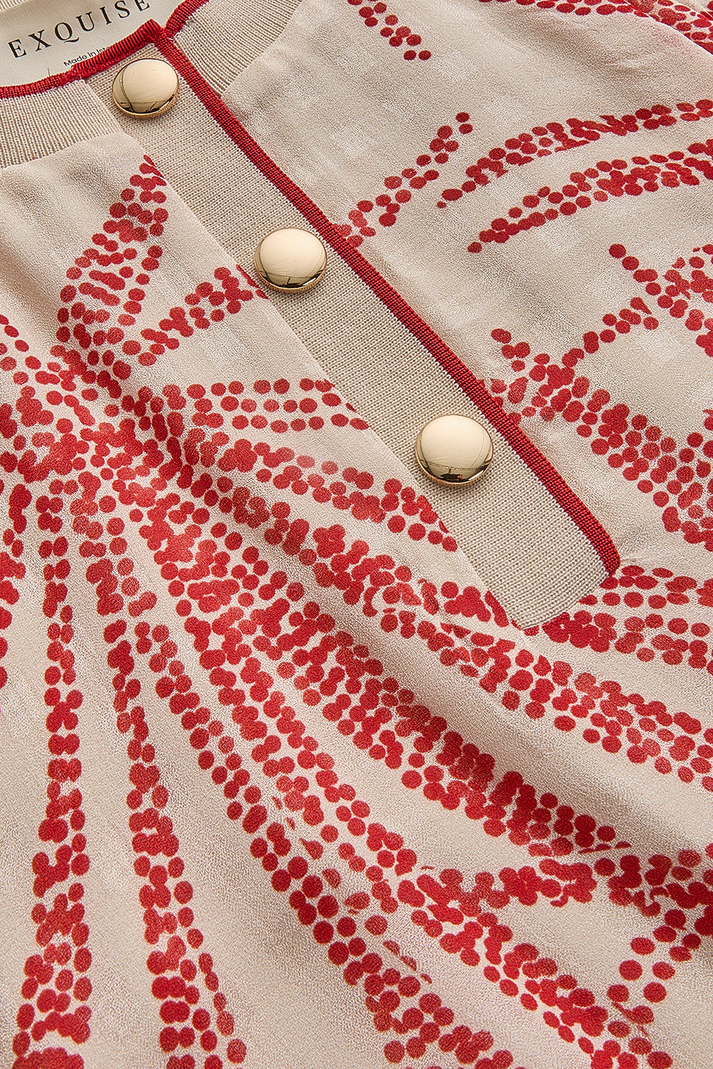 Yaprak Desenli Düğme Detaylı Rahat Kesim Rayon Şifon Bluz
