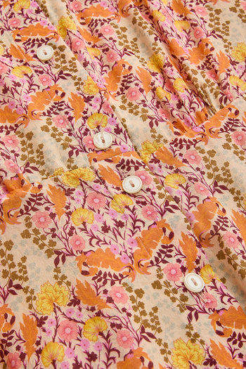 Yaka Detaylı Regular Fit Çiçek Desenli Gömlek