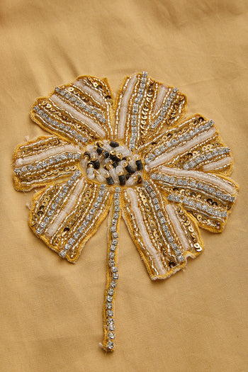 Gömlek Yaka Kısa Kollu Taş İşlemeli Pamuklu Regular Fit Camel Gömlek