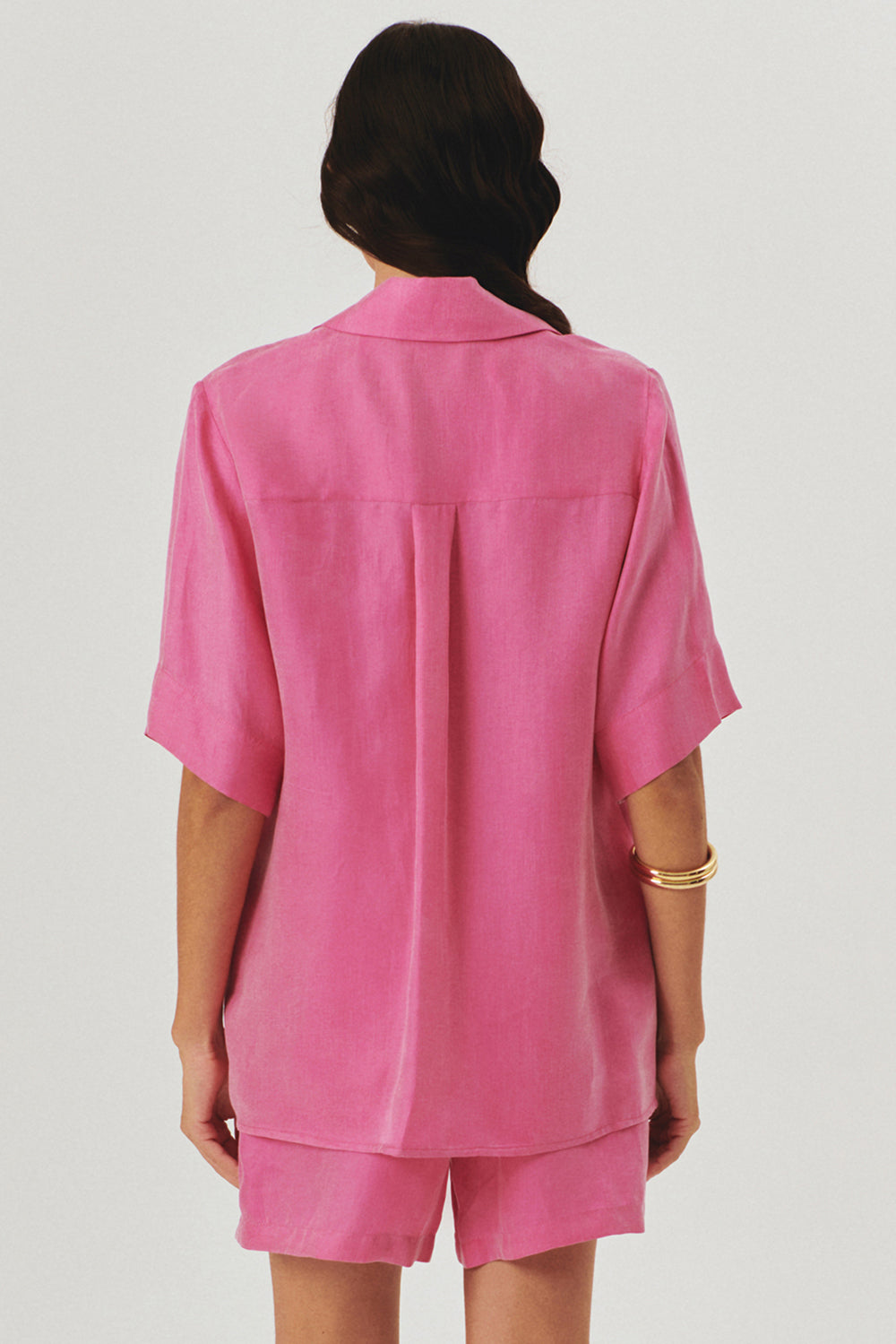 Düz Kesim Lyocell Regular Pembe Gömlek