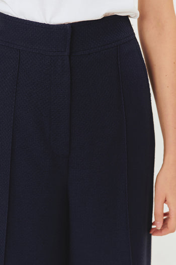 Yüksek Bel Geniş Paçalı Lacivert Culotte Pantolon