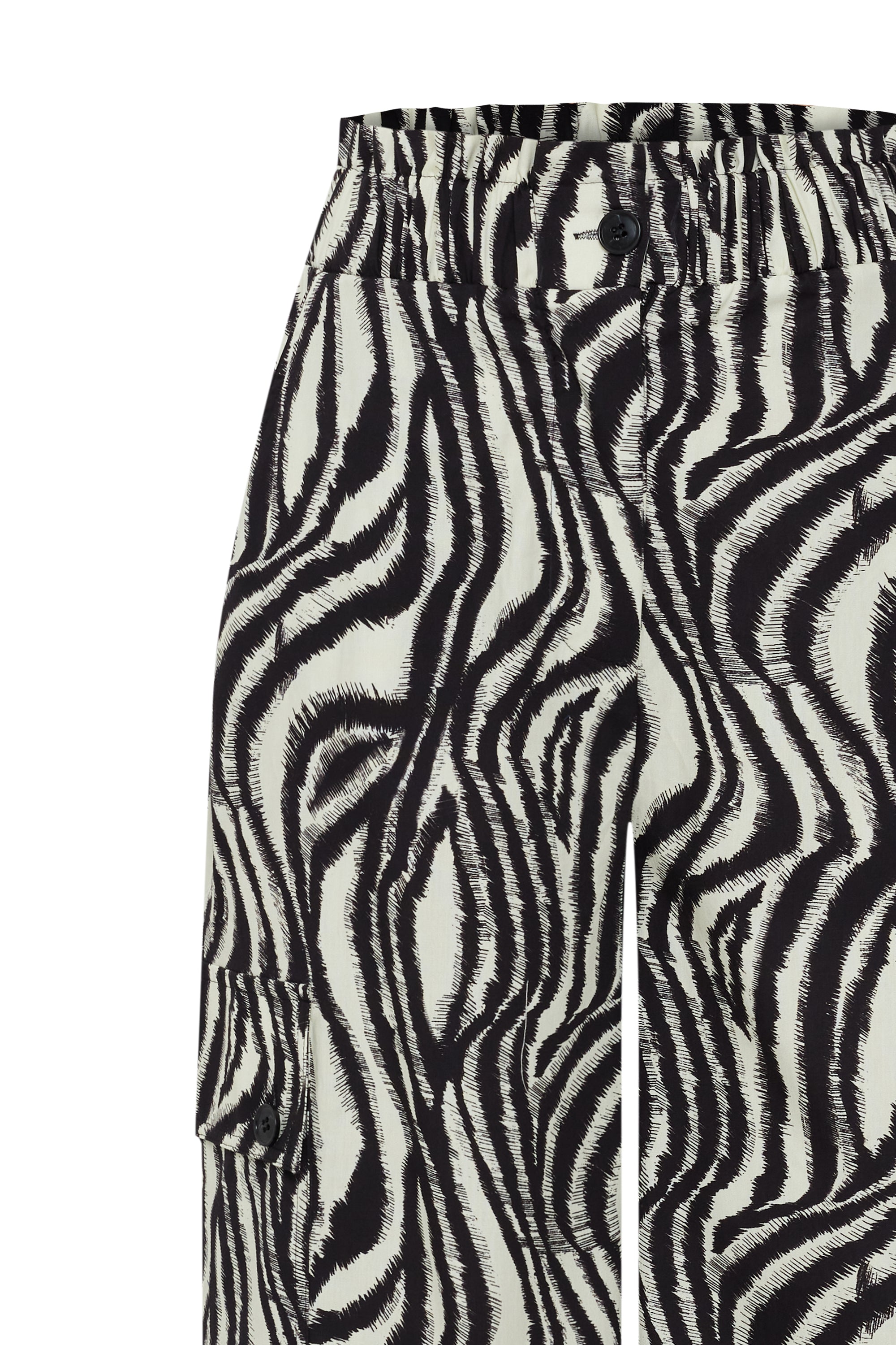 Beli Lastikli Zebra Desenli Regular Pamuklu Pantolon