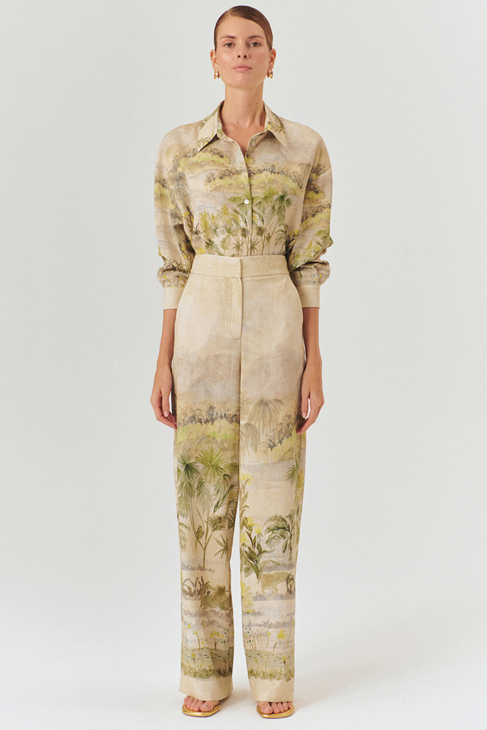 Tropikal Desenli Palazzo Pantolon