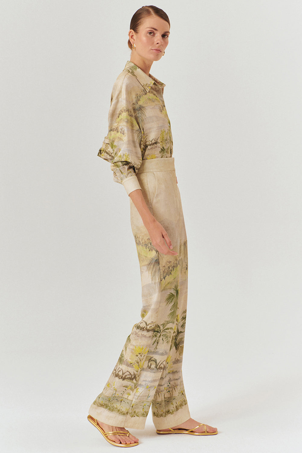Tropikal Desenli Palazzo Pantolon