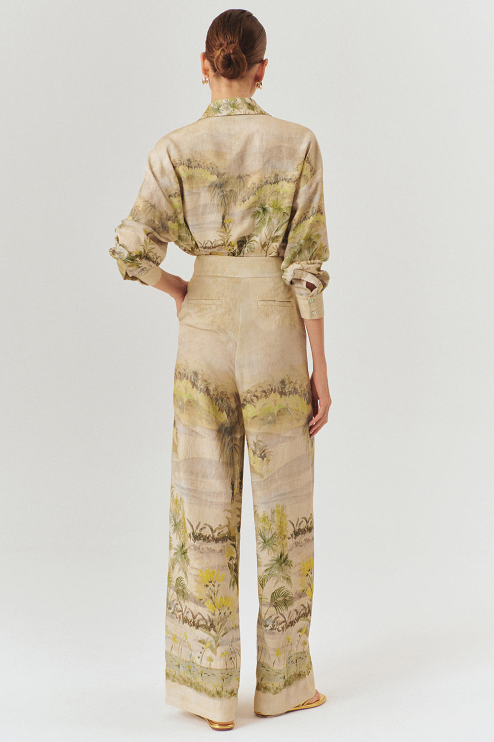 Tropikal Desenli Palazzo Pantolon