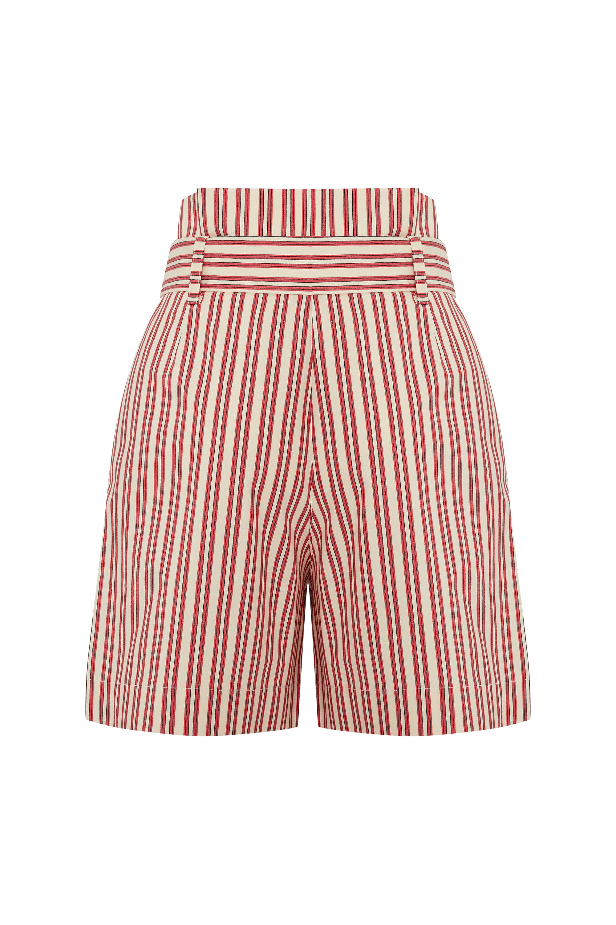 Bağlamalı Kırmızı Çizgili Şort