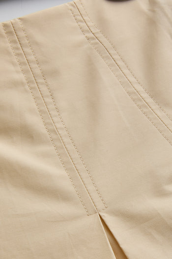 Açık Sarı Pileli Pamuklu Midi Boy Etek