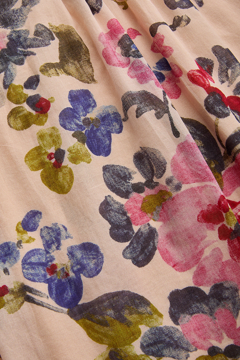 Önden Düğmeli Midi Boy Cepli Floral Desen Etek