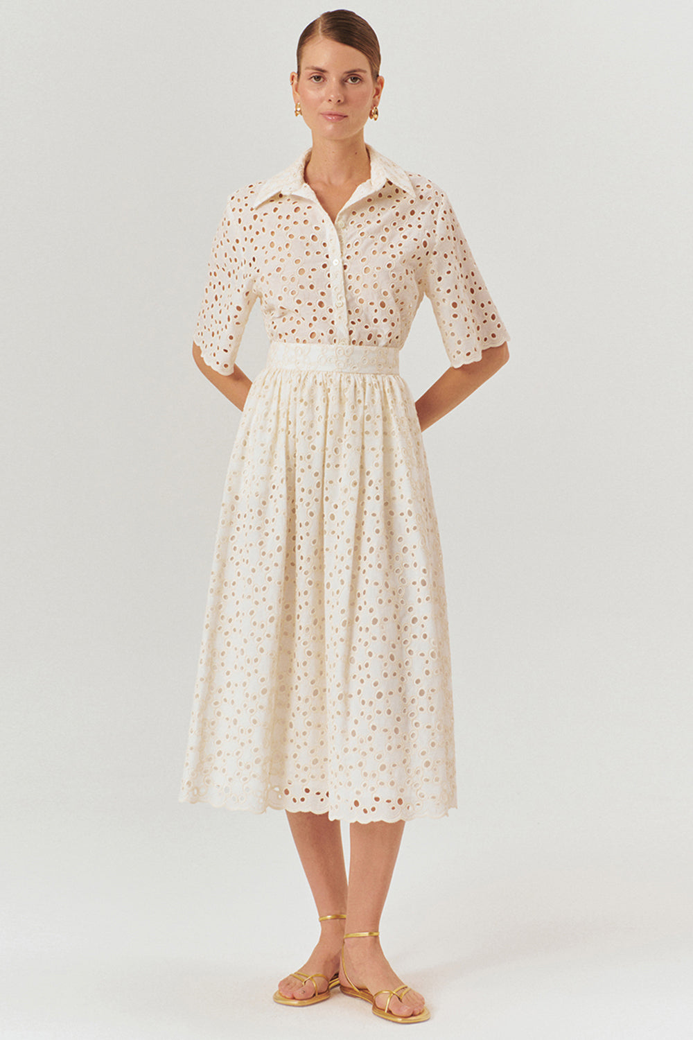 Fisko Desenli Pamuklu Midi Boy Regular Etek