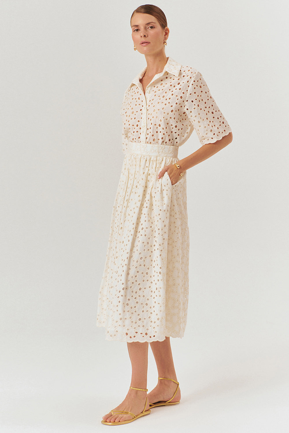 Fisko Desenli Pamuklu Midi Boy Regular Etek