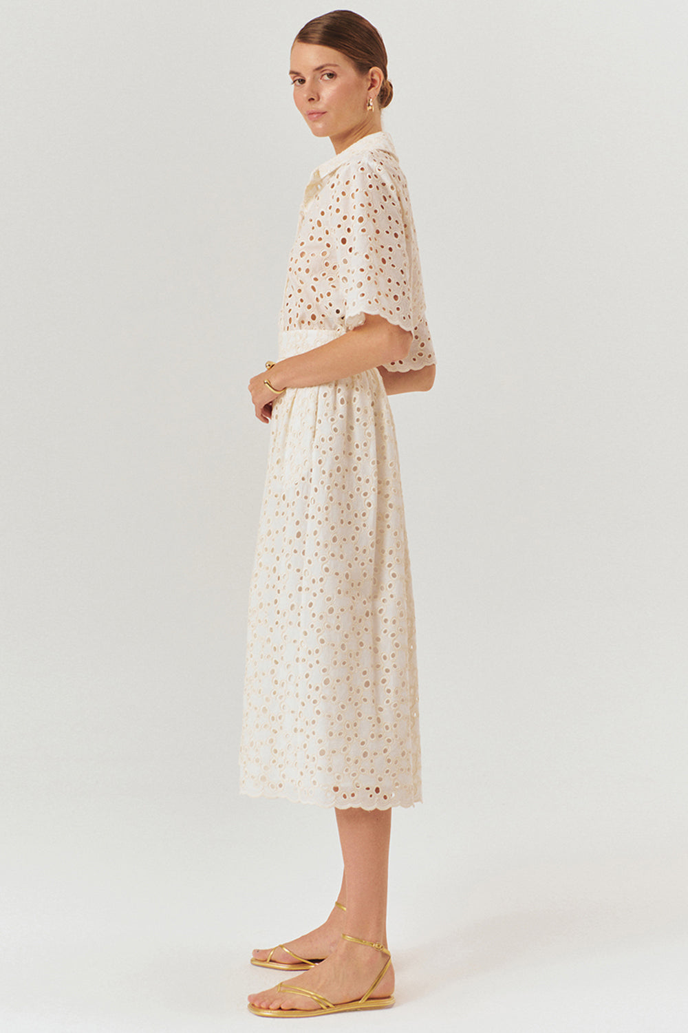 Fisko Desenli Pamuklu Midi Boy Regular Etek