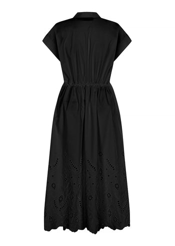 Düşük Kol Fisko Detaylı Pamuklu Rahat Kalıp Elbise