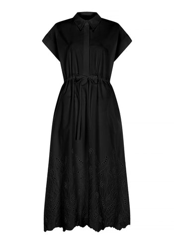 Düşük Kol Fisko Detaylı Pamuklu Rahat Kalıp Elbise