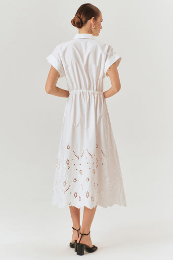 Düşük Kol Fisko Detaylı Pamuklu Rahat Kalıp Elbise