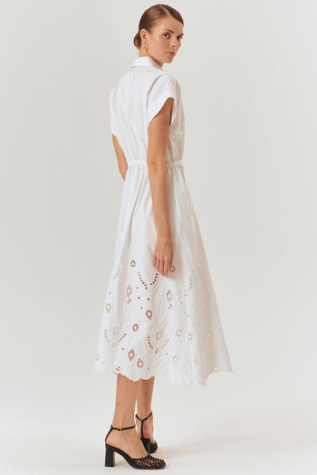 Düşük Kol Fisko Detaylı Pamuklu Rahat Kalıp Elbise