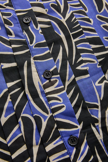 Yaprak Desenli Pamuklu Regular Midi Gömlek Elbise