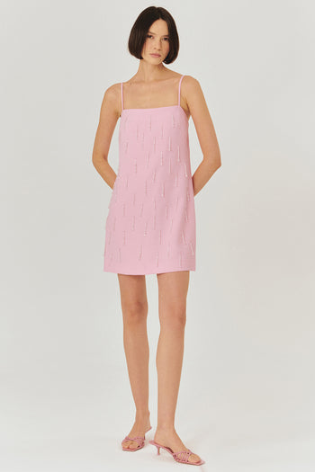 Pembe Askılı Mini Elbise