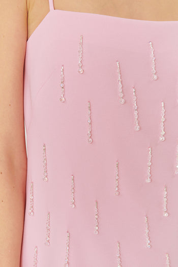 Pembe Askılı Mini Elbise