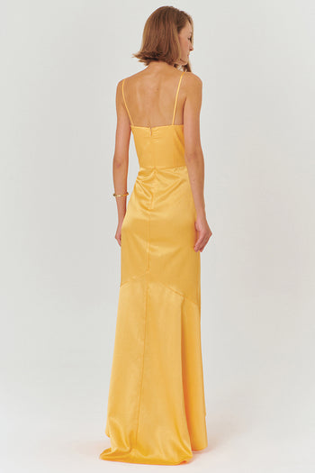 Askılı A Kesim Regular Fit Saten Maxi Elbise