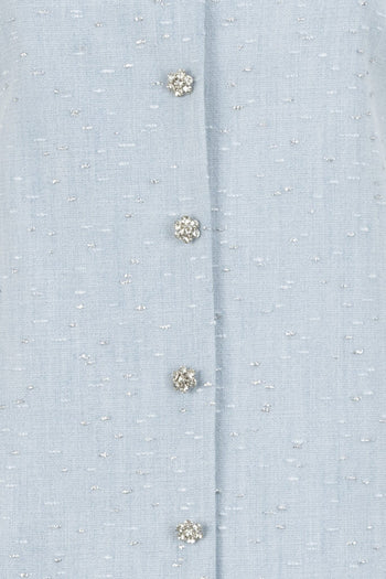 Sim Detaylı Taş Düğmeli Pamuklu Mini Elbise