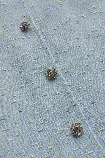 Sim Detaylı Taş Düğmeli Pamuklu Mini Elbise