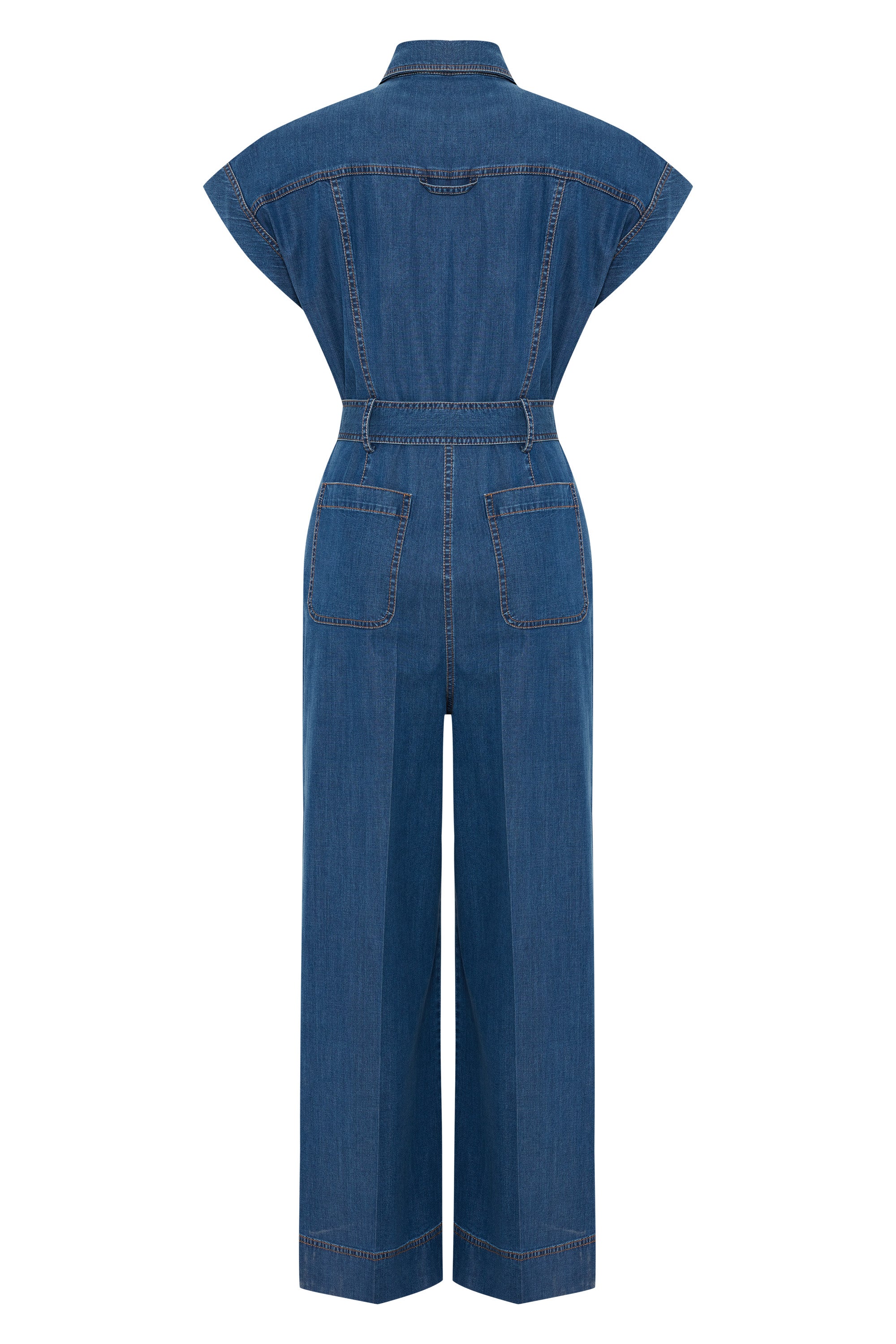 Kemer Detaylı Denim Tulum