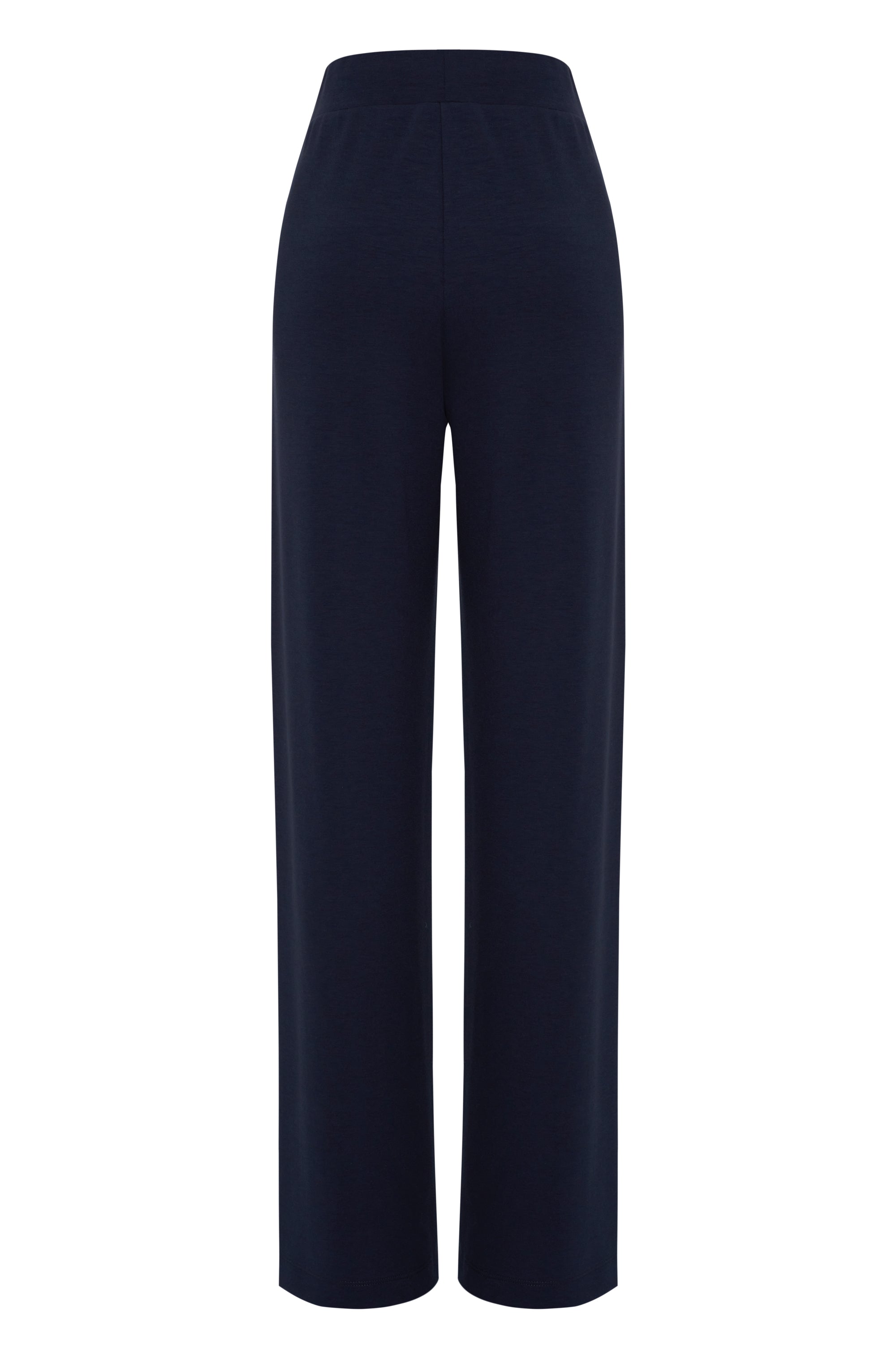 Bağcık Detaylı Rahat Kesim Lacivert Örme Pantolon