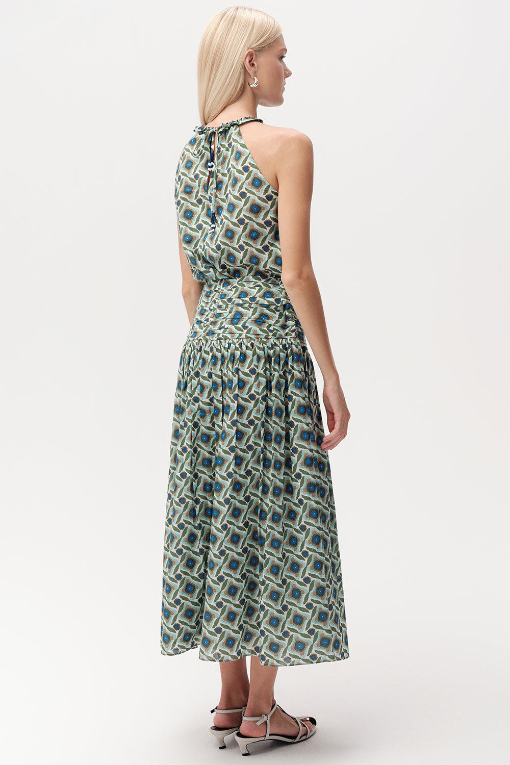 Beli Büzgülü Fermuarlı Regular Midi Çok Renkli Etek