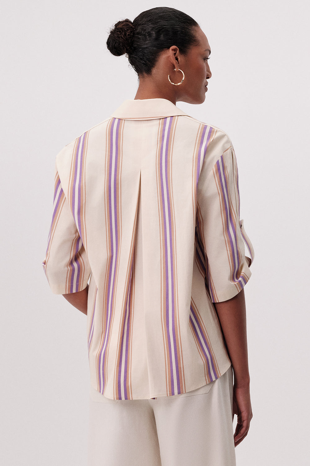 Gömlek Yaka Kısa Kollu Desenli Düğmeli Regular Çok Renkli Bluz