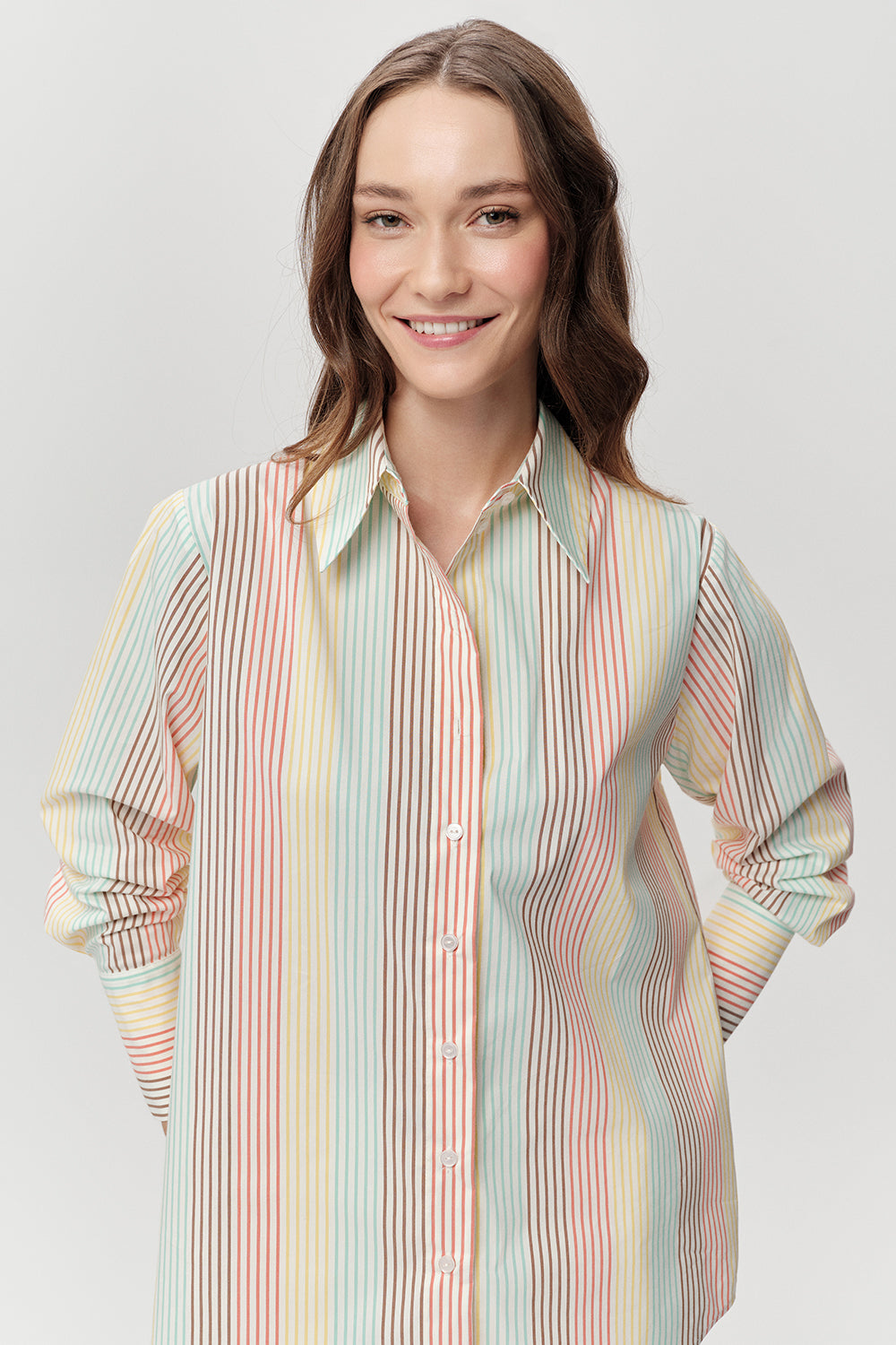 Gömlek Yaka Manşetli Uzun Kollu Regular Çok Renkli Gömlek