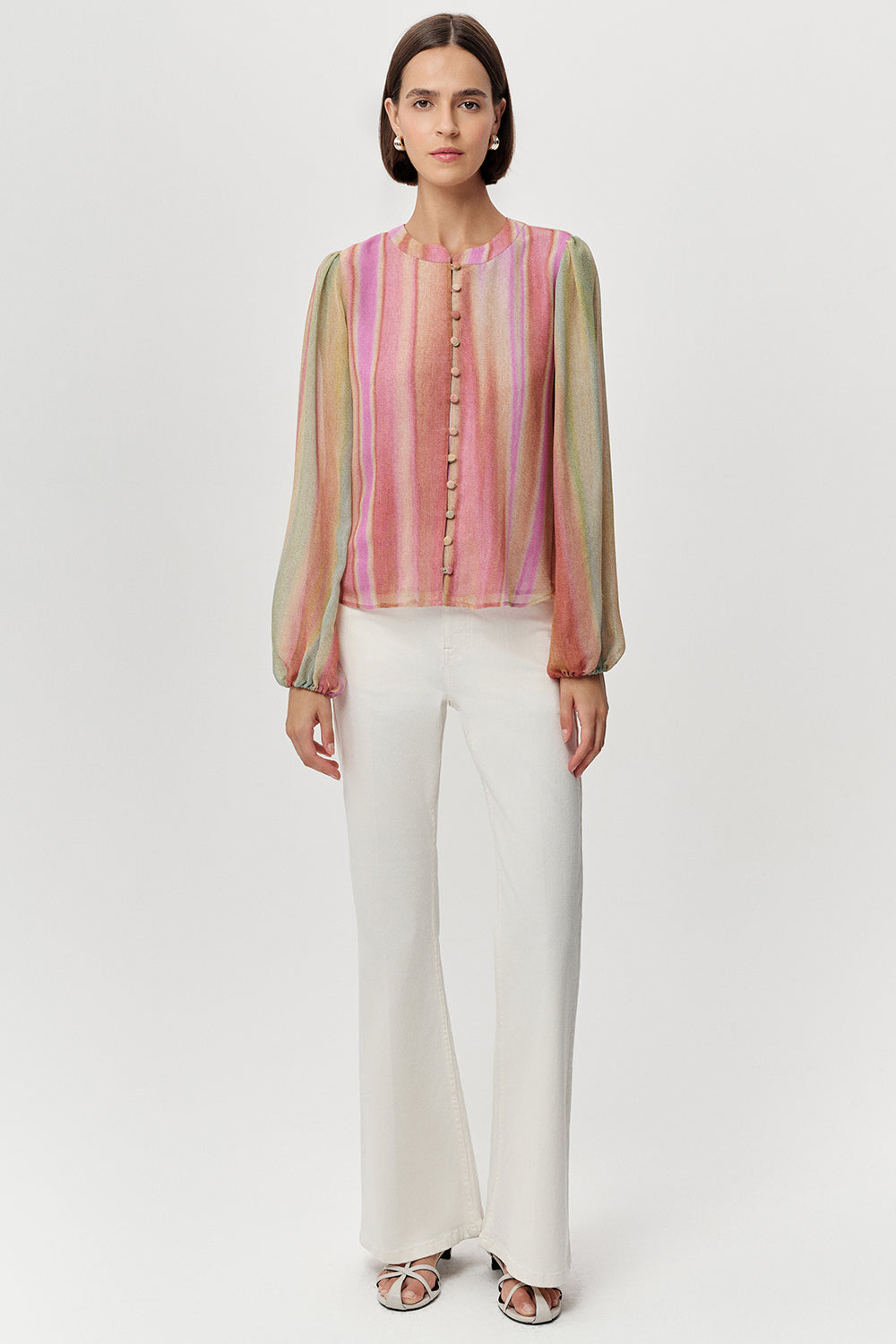 Uzun Kollu Bisiklet Yaka Düğmeli Regular Çok Renkli Gömlek