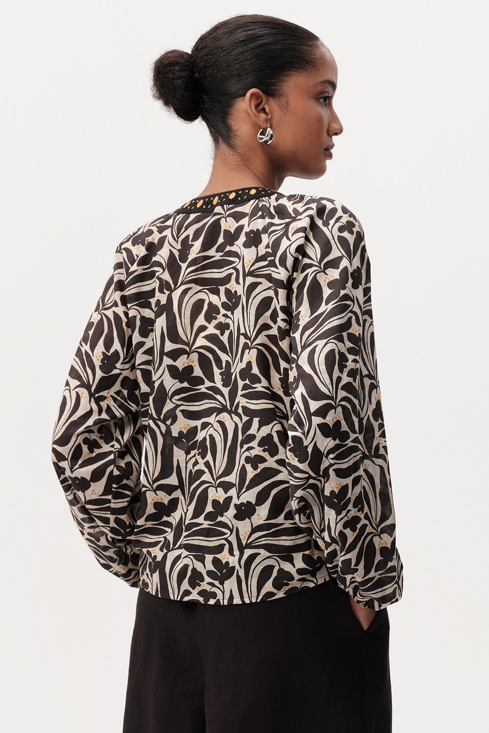 Düğmeli Bağcık Detaylı Desenli Uzun Kol Regular Çok Renkli Gömlek