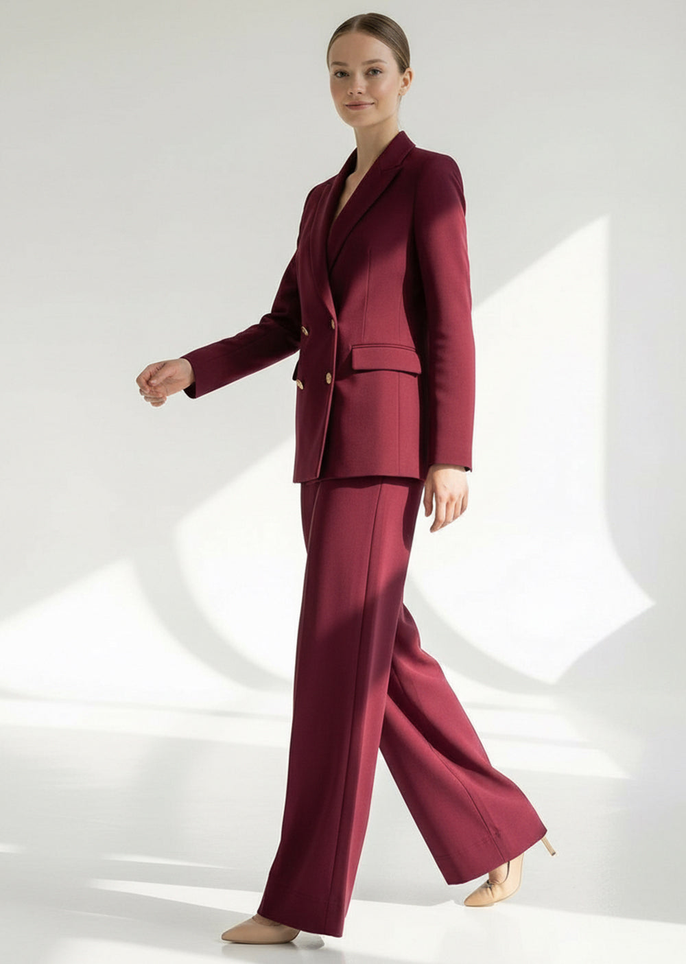 Gold Düğme Detaylı Kruvaze Dokuma Blazer Ceket