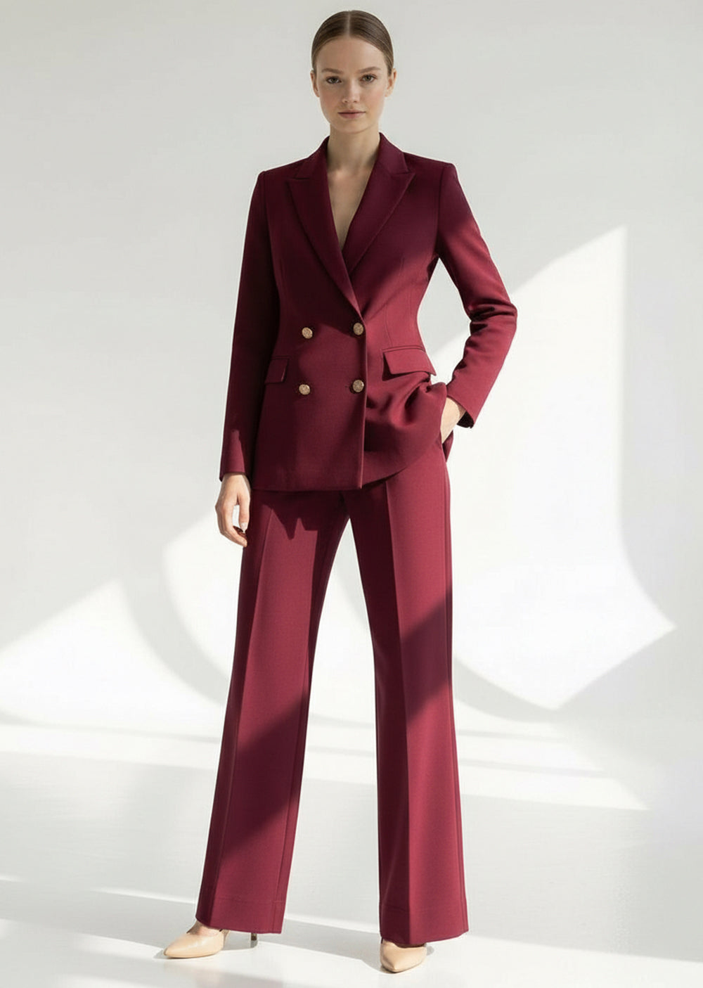 Gold Düğme Detaylı Kruvaze Dokuma Blazer Ceket