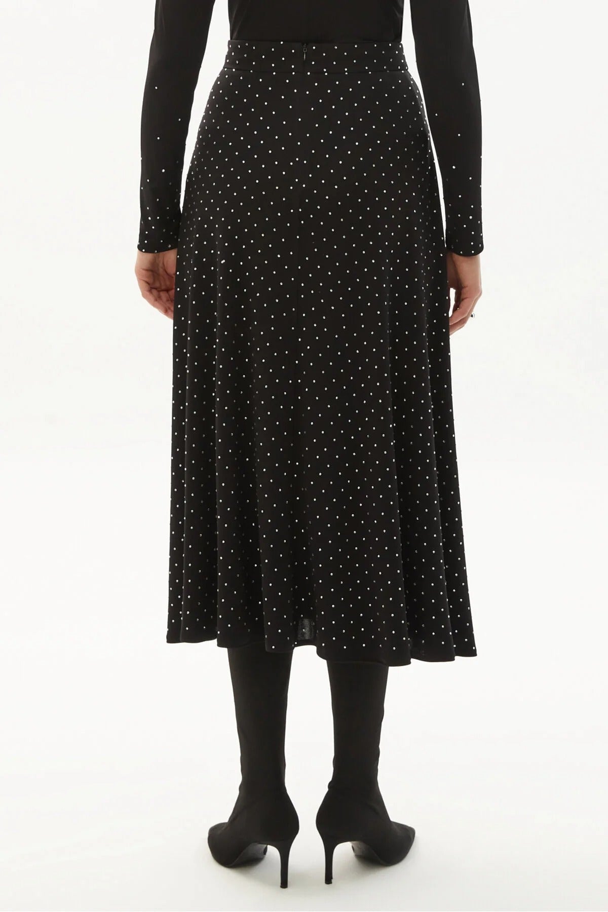 Taş Baskılı Örme Regular Midi Etek