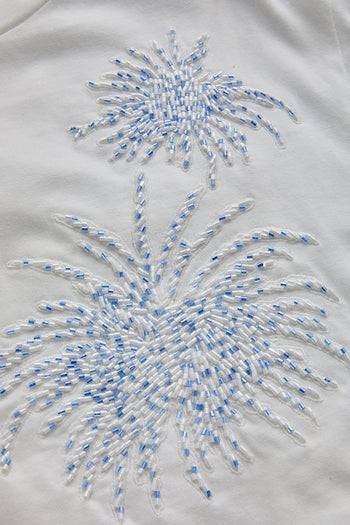 İşleme Detaylı Kısa Kollu Bisiklet Yaka Regular Midi Elbise